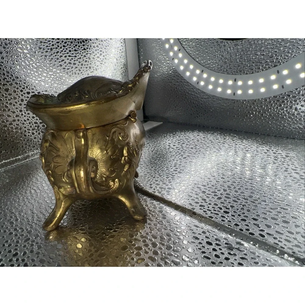 Antique Art Nouveau Jewelry Casket‎ Or Trinket Box Gold Tone